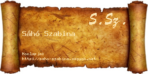 Sáhó Szabina névjegykártya